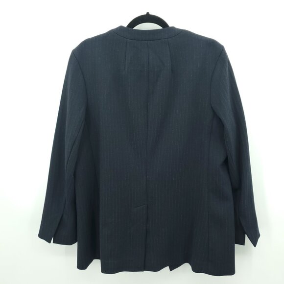Spanx Collarless Oversize Ponte Knit Blazer L Navy Blue Pinstripe - Picture 4 of 16